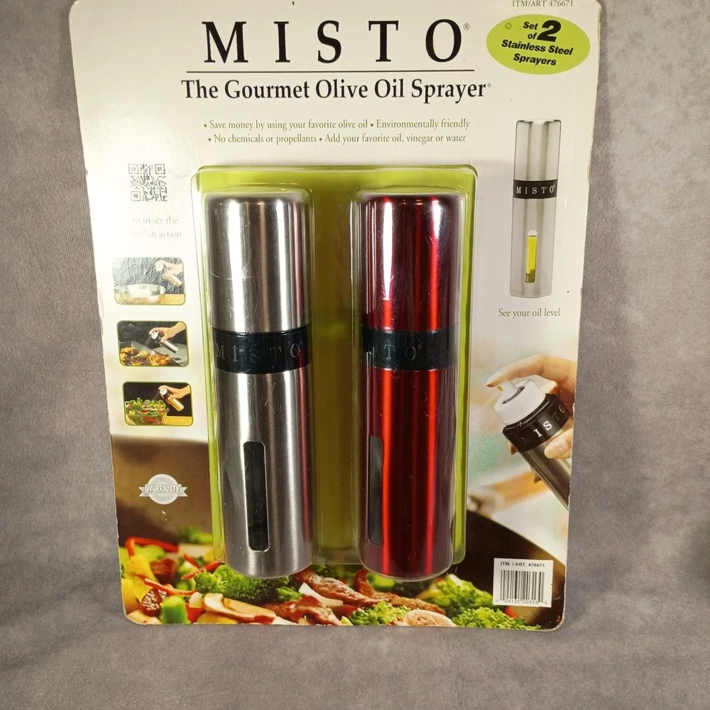 Misto Gourmet Olive Oil Sprayer 2 Pack Silver & Red 476671 Brand New